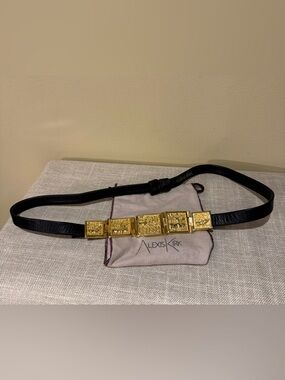 Vintage Alexis Kirk Signed Egyptian Revival Gilt Hinged Panel Statement Belt